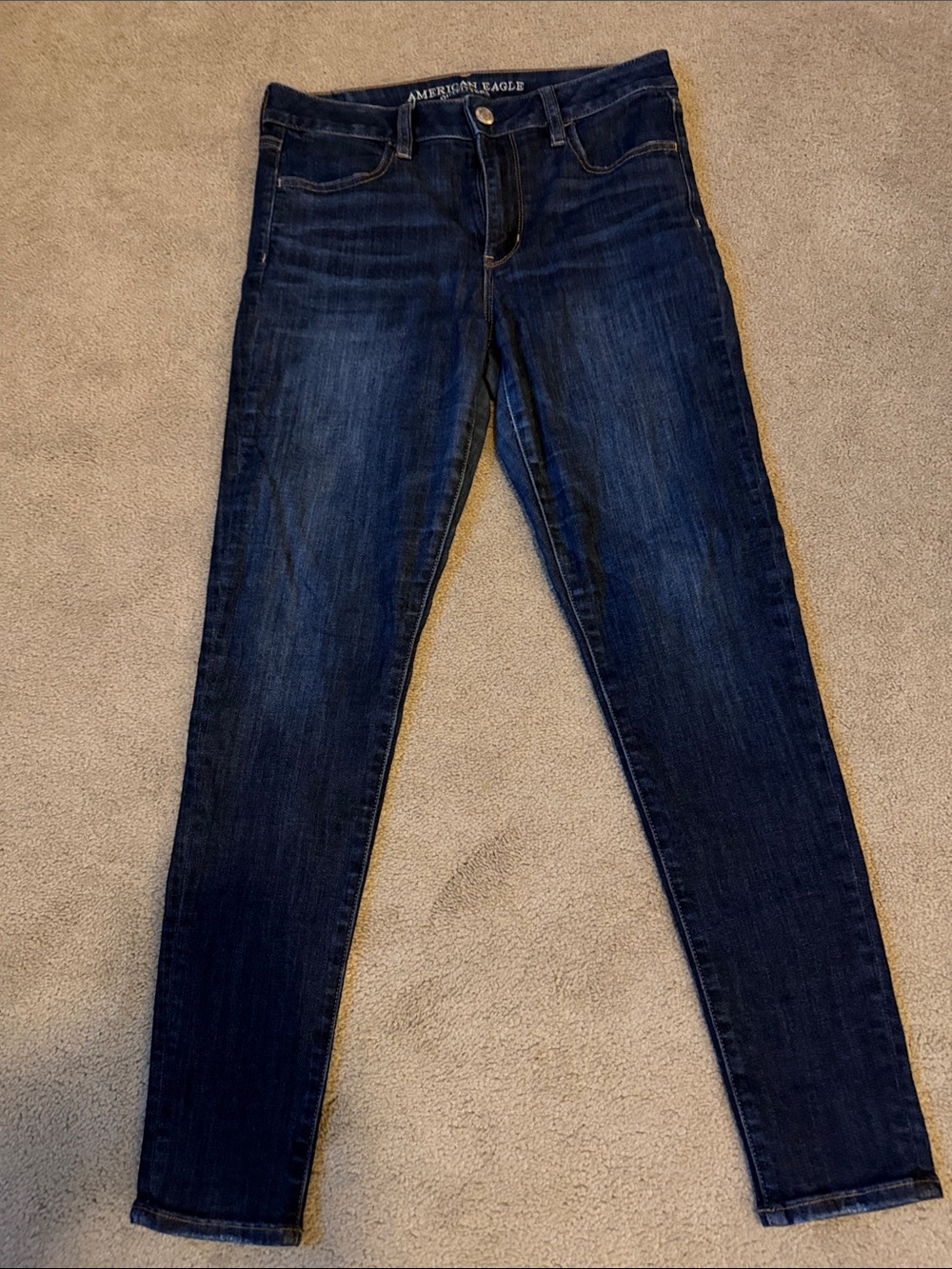 American Eagle Indigo Super Super Stretch X Hi-Rise Jegging Jeans- size 8R, EUC